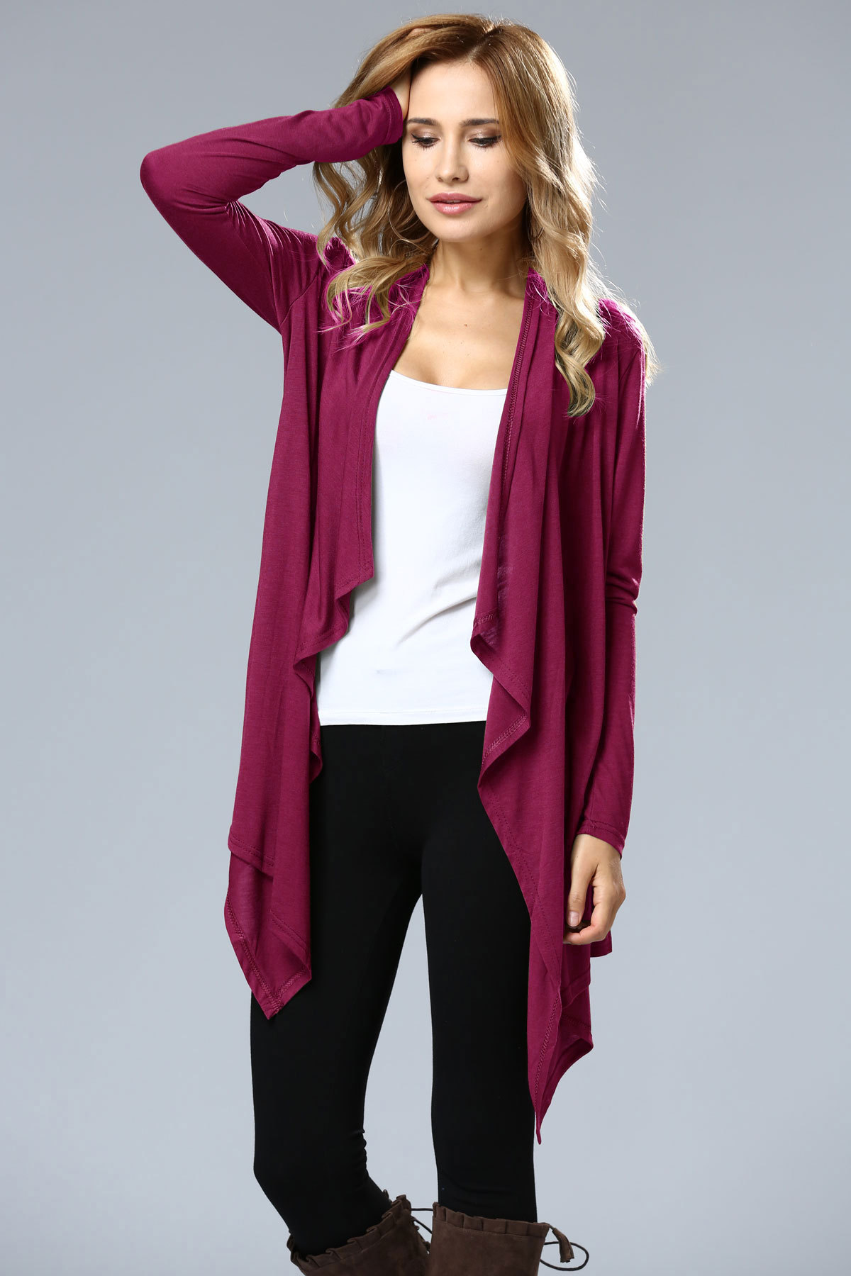 SZ60004-2 Asymmetric Neck Casual Cardigans